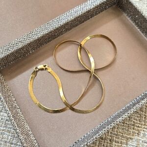 Sterling Silver Gold Vermeil Herringbone Necklace